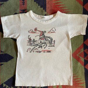 vintage 1950s 50s 60s cowboy print western t shirt